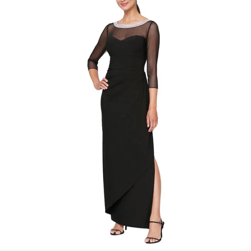 Alex Evenings size 8 Black Cocktail Mother of the Bride Dress